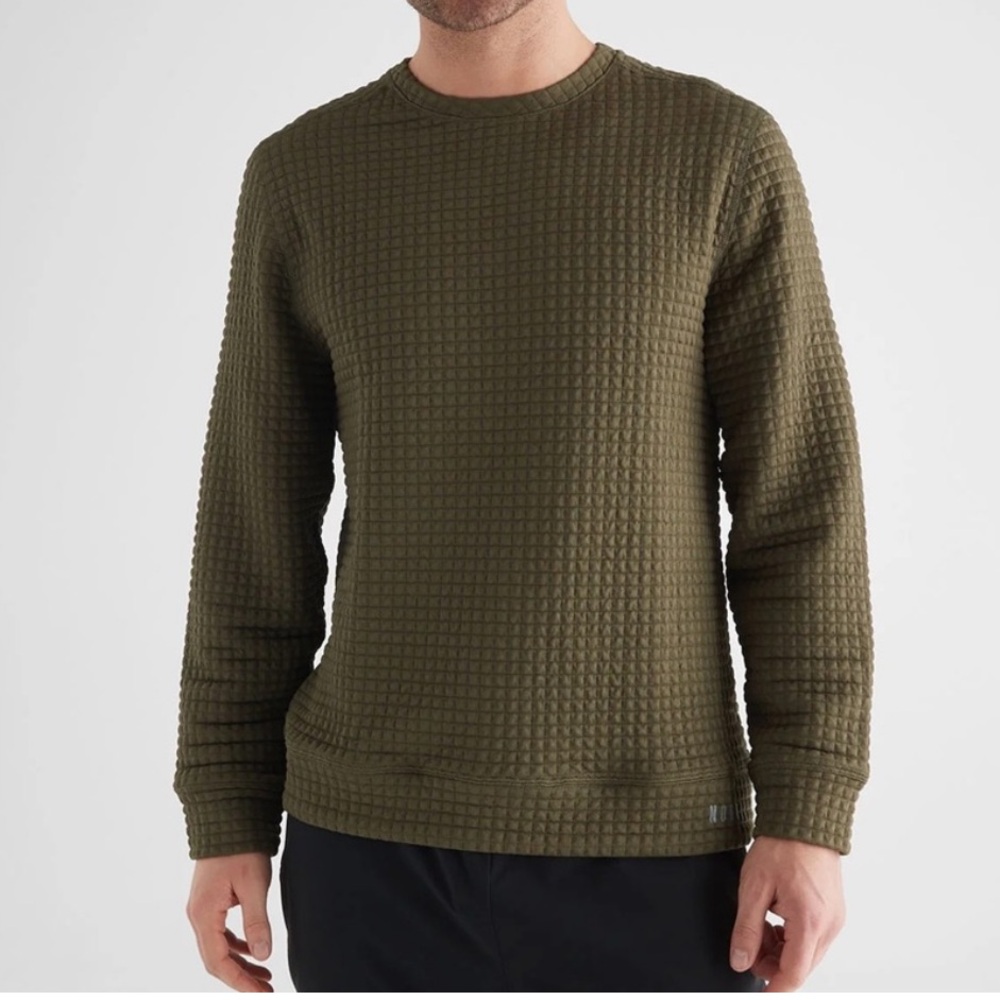 NOBULL Project Quilted Crew Sweatshirt in Army Green Sz L - Picture 1 of 8